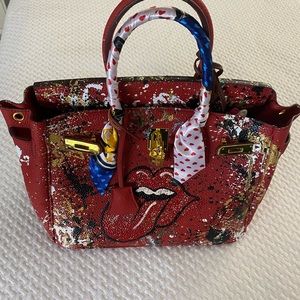 Anca Barbu hand painted “Lips” tote